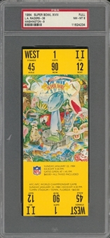 1984 Super Bowl XVIII Full Ticket - PSA NM-MT 8